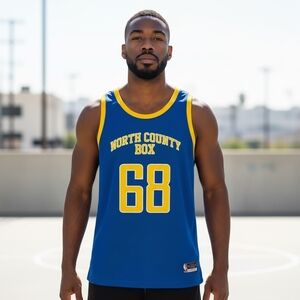 Unisex Jersey Blue Yellow Reversible Jersey Shirt North County Box Cali Tank Top